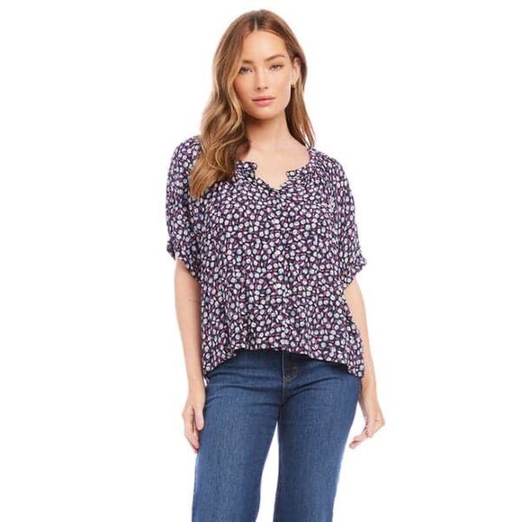 Karen Kane Short Sleeve Peasant Top Size Large - Picture 2 of 6